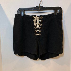 Dance & Marvel Womens Black Shorts Lace-Up Front Side Zipper Size L EUC